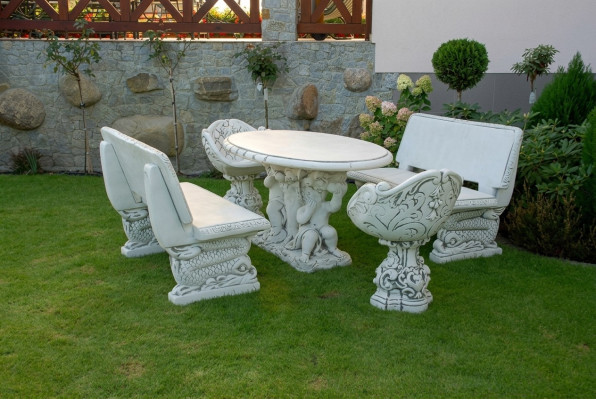 Bank Garden Design Antique Style Stone Patio Furniture Benches Outdoor