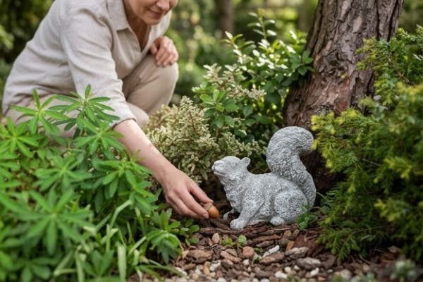 Garden decoration squirrel terrace stone figure statue decor