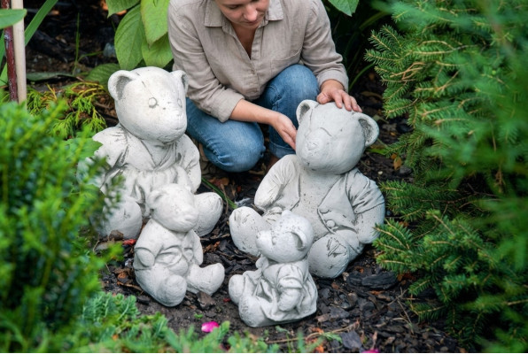 Garden decoration bear terrace stone figures figurine decorative nature statue