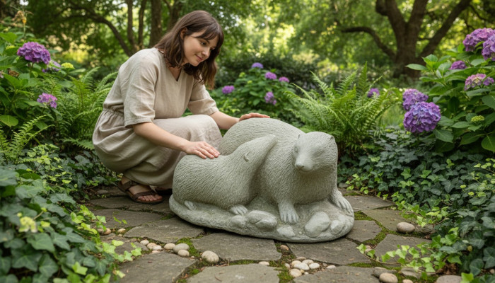 Garden decoration ferret terrace stone figures figure white natural statue