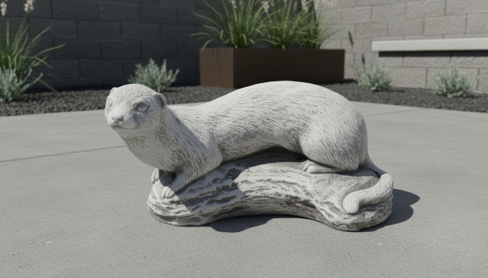 Garden Decoration Ferret Terrace Stone Figures White Figure Nature Statue
