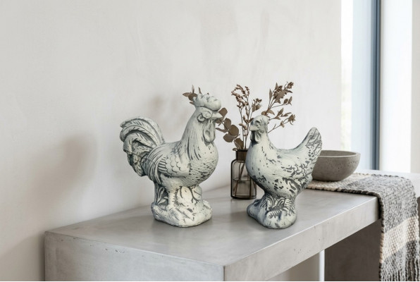 Garden decoration chicken terrace stone figures figurine decorative white statue