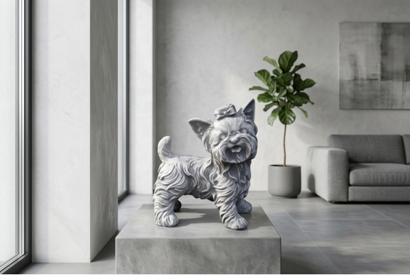 Garden decoration dog white terrace stone figures decorative statue figurine