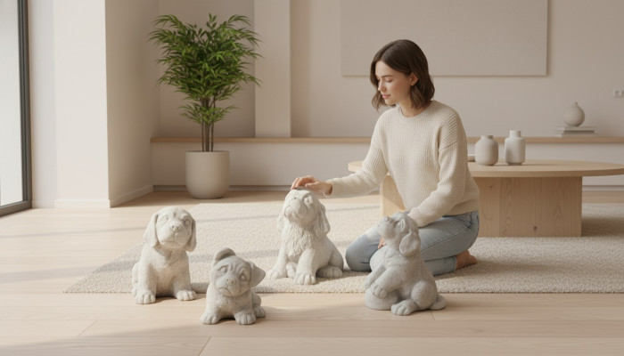 Garden Decoration White Dog Terrace Stone Figures Decorative Statue Figure
