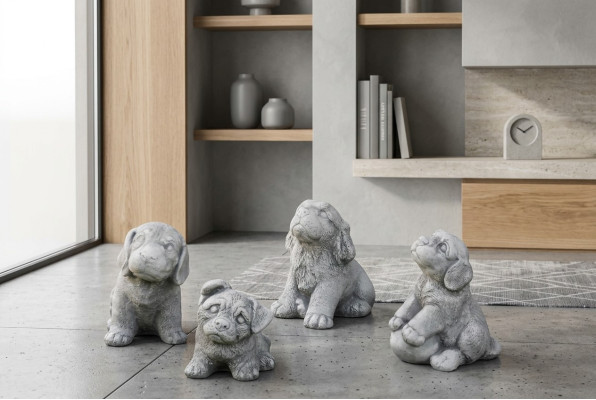 Garden Decoration White Dog Terrace Stone Figures Decorative Statue Figure