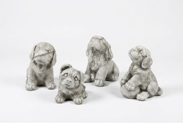 Garden Decoration White Dog Terrace Stone Figures Decorative Statue Figure