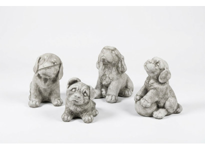 Garden Decoration White Dog Terrace Stone Figures Decorative Statue Figure