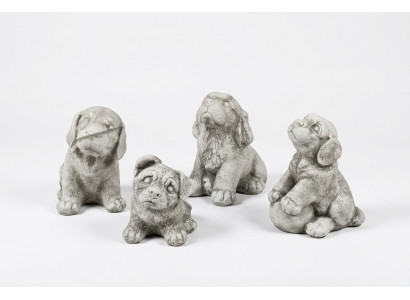 Garden Decoration White Dog Terrace Stone Figures Decorative Statue Figure
