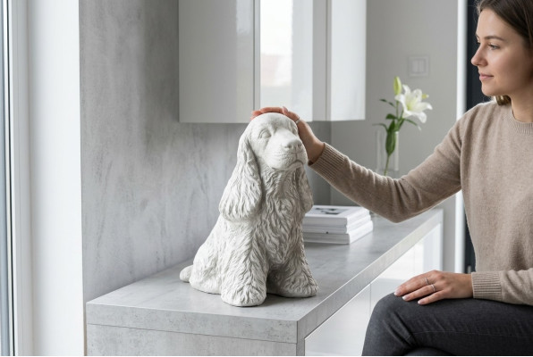 Garden decoration white dog terrace stone figure figures decorative statue
