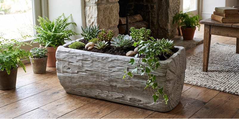 Flower pots, planter box, pot, decorative flower pots, XXL concrete garden terrace