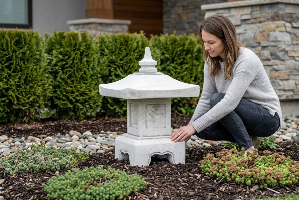 Feng Shui, garden figure, sculpture, Japan stone cast garden decoration design house figure