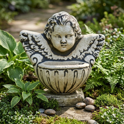 Grave angel cross grave decoration grave ornament stone decoration statue