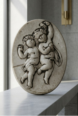 Wall relief stone slab picture Aztec angel antler relief pictures cast stone