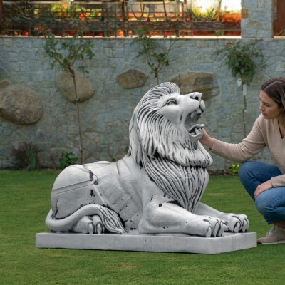 XXL Lion Figure Garden Terrace Decoration Deco Stone Sculpture