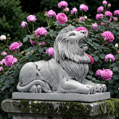 XXL Lion Figure Garden Terrace Decoration Deco Stone Sculpture