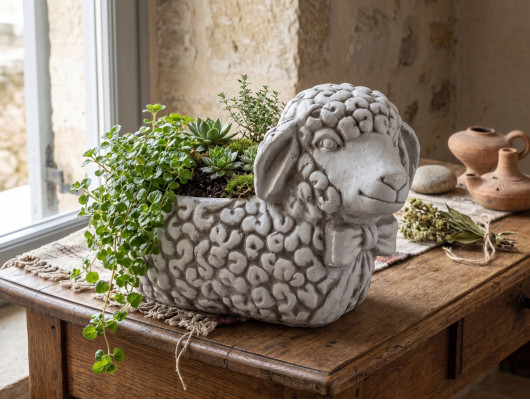 Design deco flower pot top planter tub vessel figure pots face sculpture