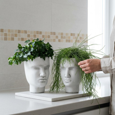 Design flowerpot top plant pot container figure pots decor face sculpture