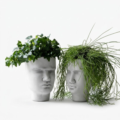 Design flower pot top plant container vessel figure decor pots face sculpture