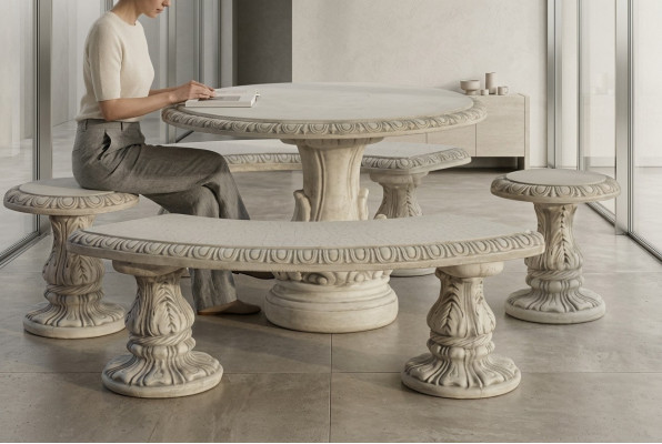 Stone table terrace garden decor furniture noble antique style design tables