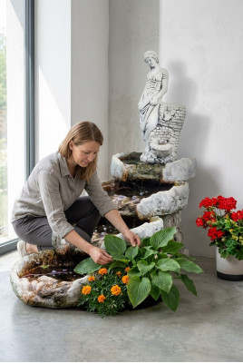 Flower pots, natural plant containers, garden decoration, vases, flowerpots, figure