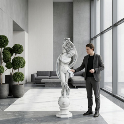 Figure Statue XXL Garden Figure Water Column Sculpture Statues
