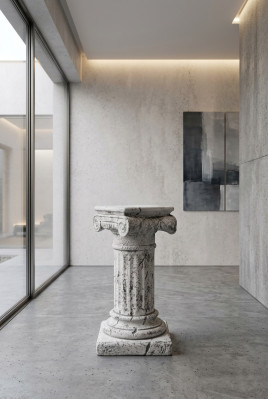 Decorative Column Pillars Stone Antique Style Roman Decor White Stand Pedestal