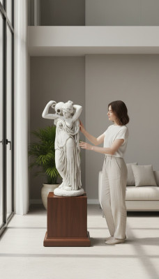 Garden sculpture "Lady Fontaine" 76cm pond figure human stone cast