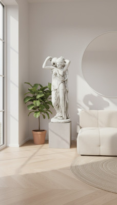 Garden sculpture "Lady Fontaine" 76cm pond figure human stone cast