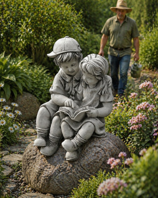 40cm Deco Sculpture Design Figure Statue Garden Figures Gray Natural Statues