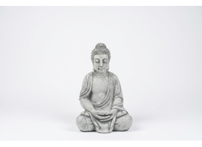Buddha statue figure in stone look. Large sculpture for decorative garden.