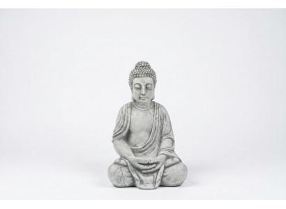 Buddha statue figure in stone look. Large sculpture for decorative garden.