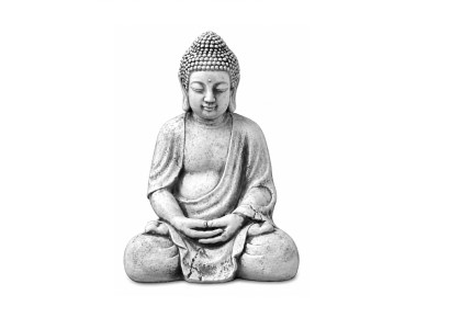 Figure Buddha sculpture in stone look. Large decorative sculpture for garden