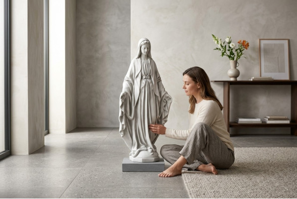 Mother Jesus Mary Statue Grave Sculpture Holy Figure Garden Decoration 100cm