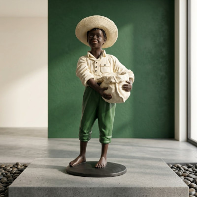 Design Boy with Bag Figure Statue Sculpture Figures Sculptures Decoration 7088