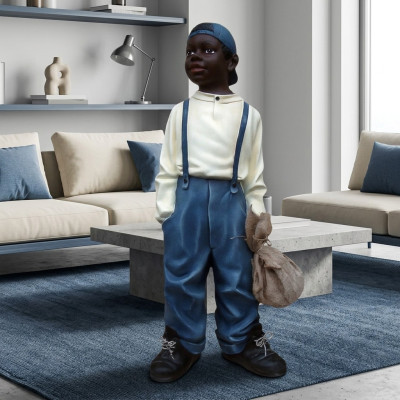 Design Young Boy with Bag II Figure Statue Sculpture Figures Sculptures Decoration 7089