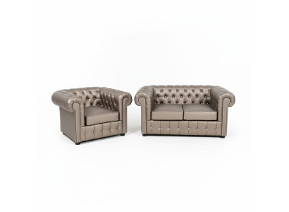 Designer Chesterfield Sofa Suite Sofa Couch 2+1 Upholstery Seat Suite Gold