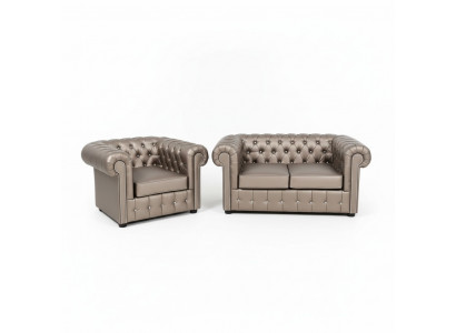 Designer Chesterfield Sofa Suite Sofa Couch 2+1 Upholstery Seat Suite Gold
