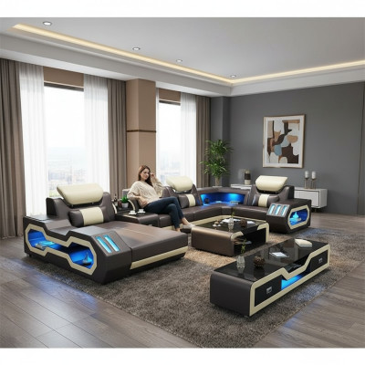 Living landscape designer couch sofa illuminated USB station corner sofa