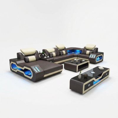 Living landscape designer couch sofa illuminated USB station corner sofa