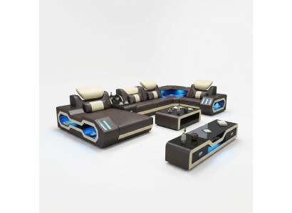 Living landscape designer couch sofa illuminated USB station corner sofa