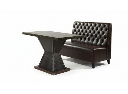Chesterfield sofa bench couch seating bench brown waiting room living room office sofas