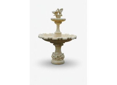 Decorative fountain, spring fountain, fountain, garden decoration, fountain, pond, pigeons, bird