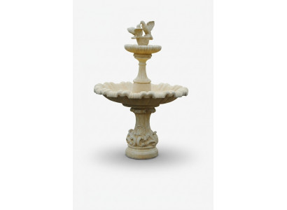 Decorative fountain, spring fountain, fountain, garden decoration, fountain, pond, pigeons, bird