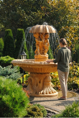 Fountain Garden Pond Well 176cm Stone Fountain Garden Fountain New