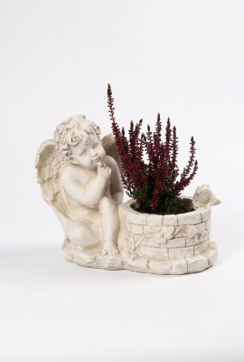 Box flowers tub planting vessel grave decoration garden ornament statue stone