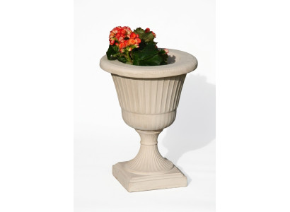 Flower basket, flowers, vase, vessel, garden, terrace, decoration, statue, figures, dahlia.