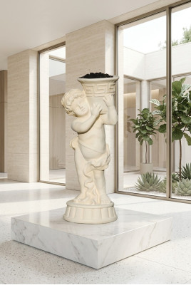 Figure statue with flower container box statues figures sculpture garden