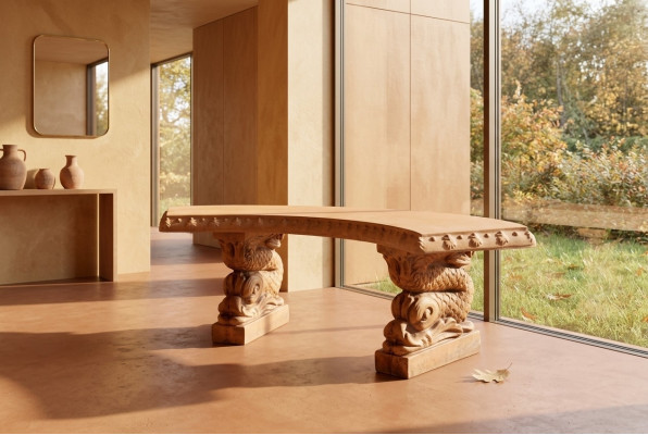 Bench furniture terrace garden quiet corner concrete seat bench Roman