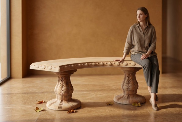 Bank Bench Furniture Terrace Garden Quiet Corner Concrete Seat Bench Roman Style