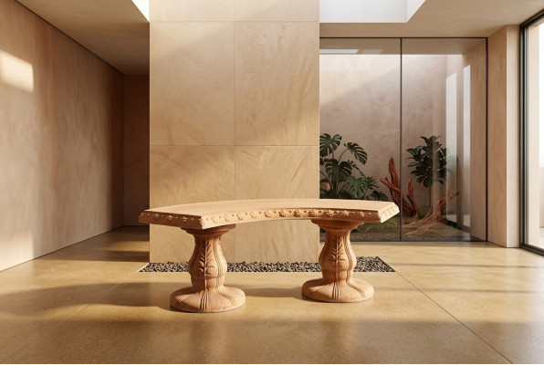 Bank Bench Furniture Terrace Garden Quiet Corner Concrete Seat Bench Roman Style